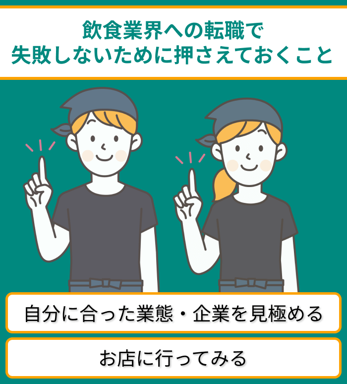 飲食業界への転職で失敗しないために押さえておくことについてのイラスト